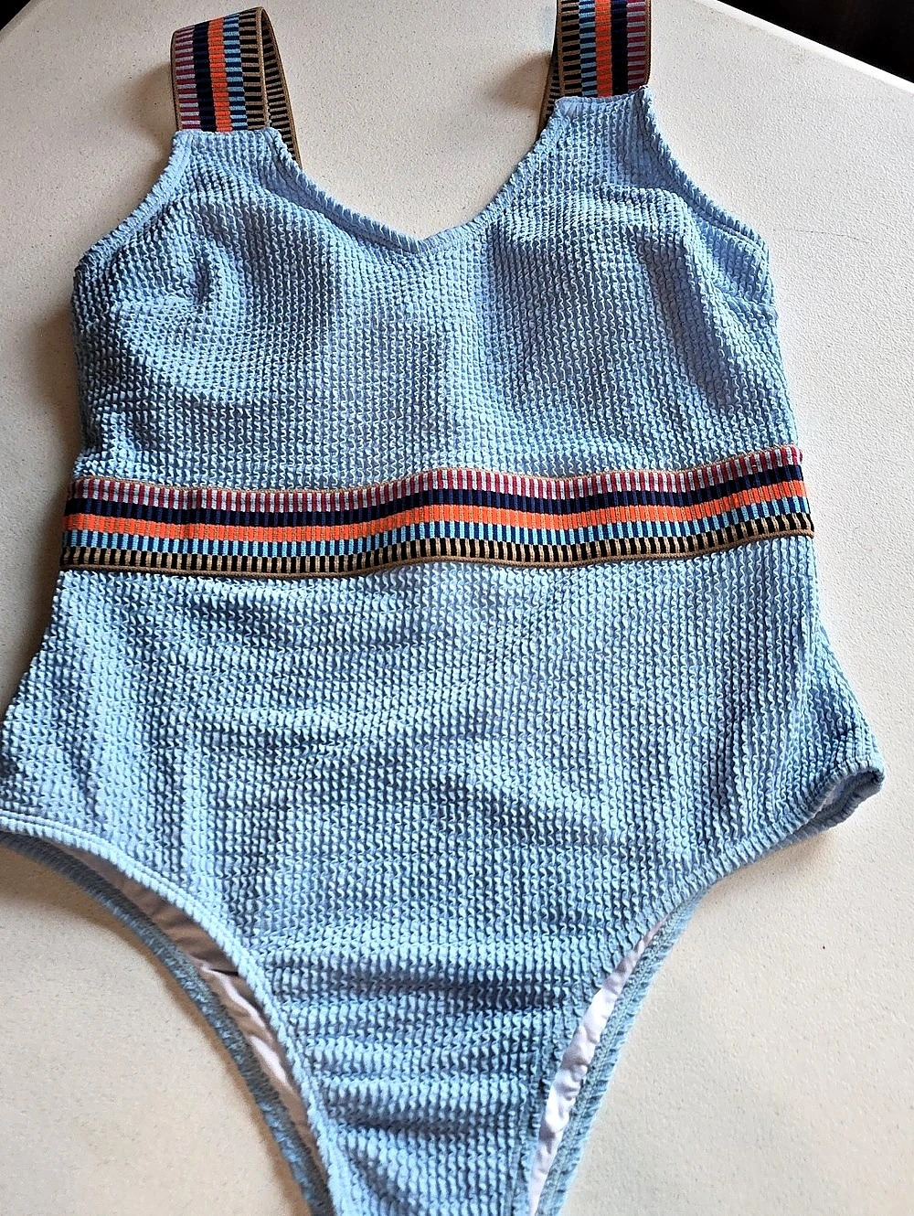 CUPSHE Striped One-Piece Swimsuit in Blue Size Medium NWT